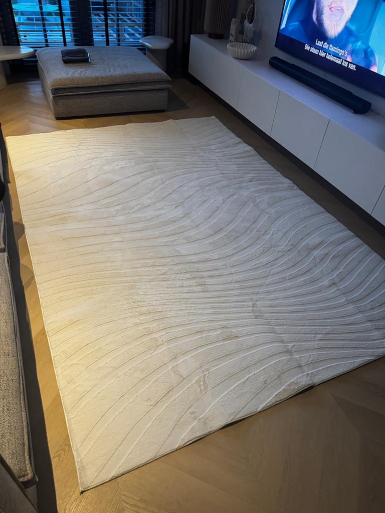 Nieuw teddy vloerkleed wit/creme 200x290, Wit, 200 cm of meer, Ophalen of Verzenden, Zo goed als nieuw