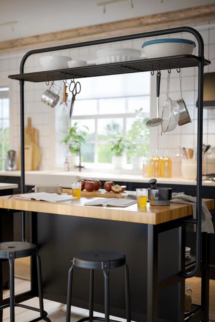 Vadholma rek / stelling voor keukenblok ikea, Ophalen, Zwart, Zo goed als nieuw, 150 tot 200 cm
