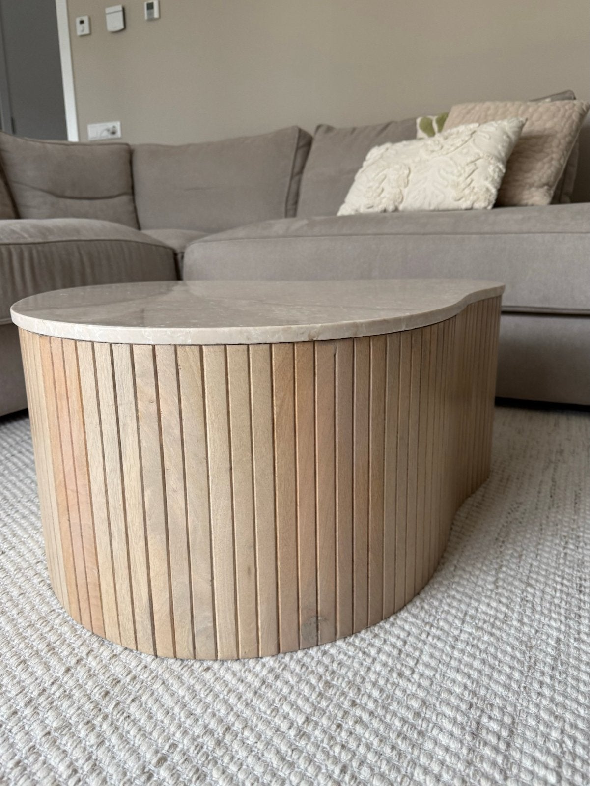 Salontafel Kira Medium Mangohout en Marmer, Ophalen, Japandi, Nieuw, 50 tot 100 cm