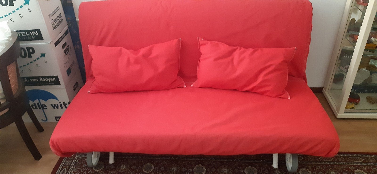 ikea slaapbank rood met 2 kussens, Ophalen, Tweepersoons, 200 cm, 160 cm