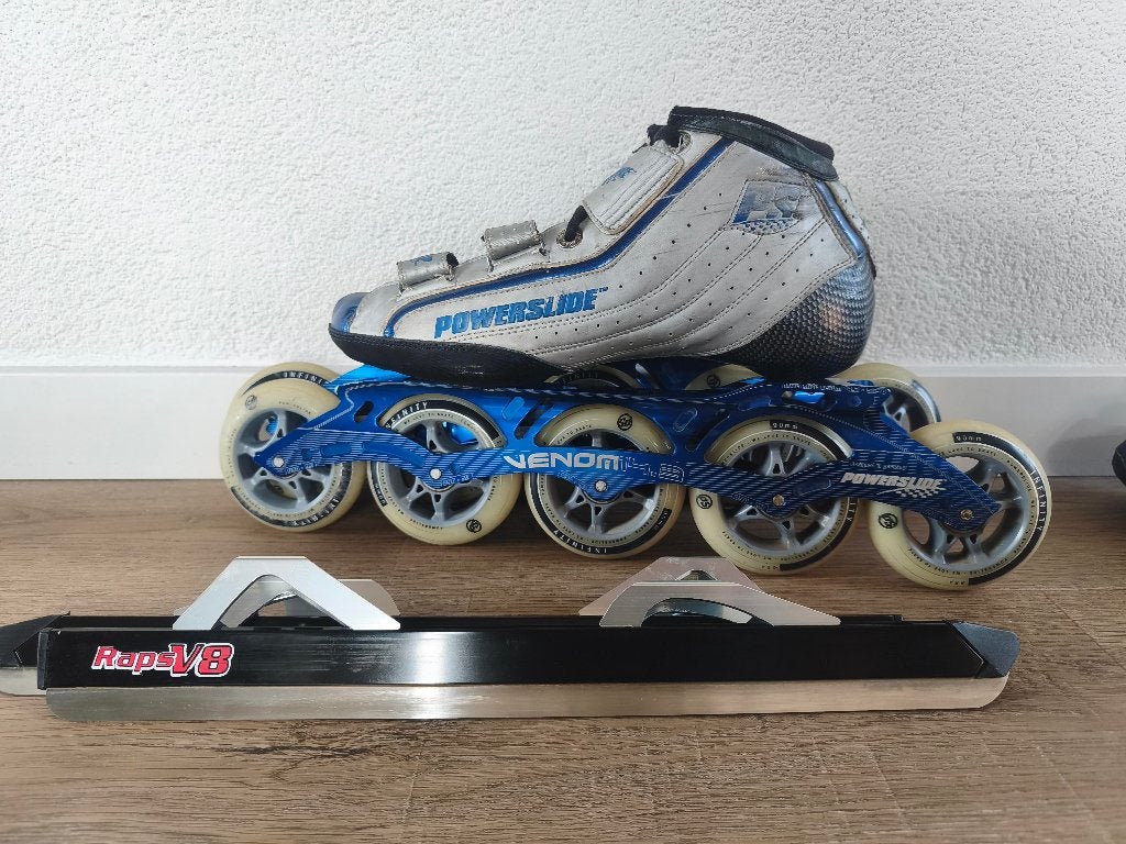 Powerslide R2 skeelers en schaatsen, complete set! maat 42, Gebruikt, Inline skates 5 wielen, Ophalen of Verzenden, Powerslide