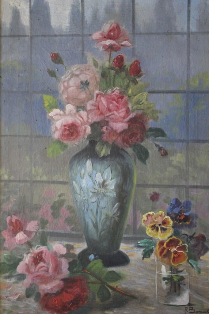 Fraai bloemstilleven, voluit gesigneerd, olieverf op doek., Antiek en Kunst, Kunst | Schilderijen | Klassiek, Ophalen