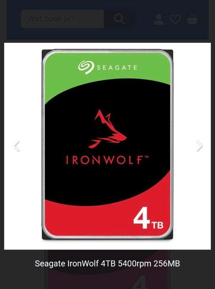 Seagate IronWolf 4TB 5400rpm 256MB HDD, Ophalen, Intern, Gebruikt, Seagate