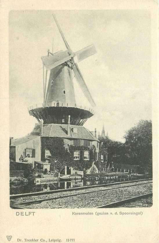 300-429-031 Delft Korenmolen, Verzamelen, Ophalen of Verzenden, Voor 1920, Zuid-Holland