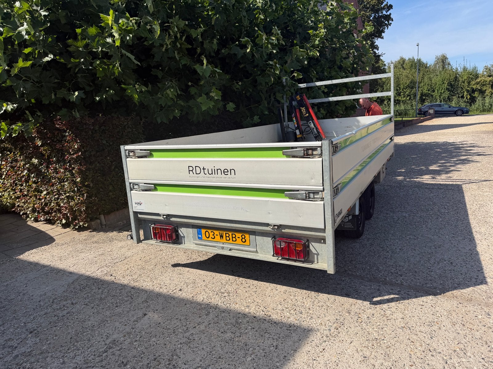 Henra plateauwagen 350x185 met hydraulisch laadkraantje, Ophalen, Zo goed als nieuw