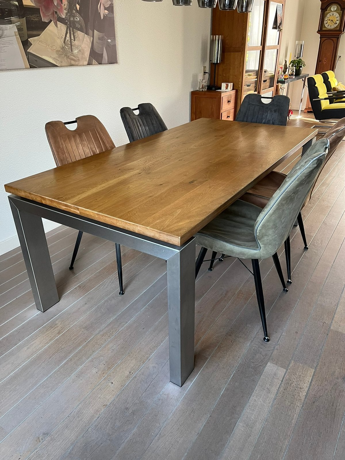 Eiken Tafel 1m x 2 m, € 100, Ophalen, 200 cm of meer, 50 tot 100 cm, Zo goed als nieuw