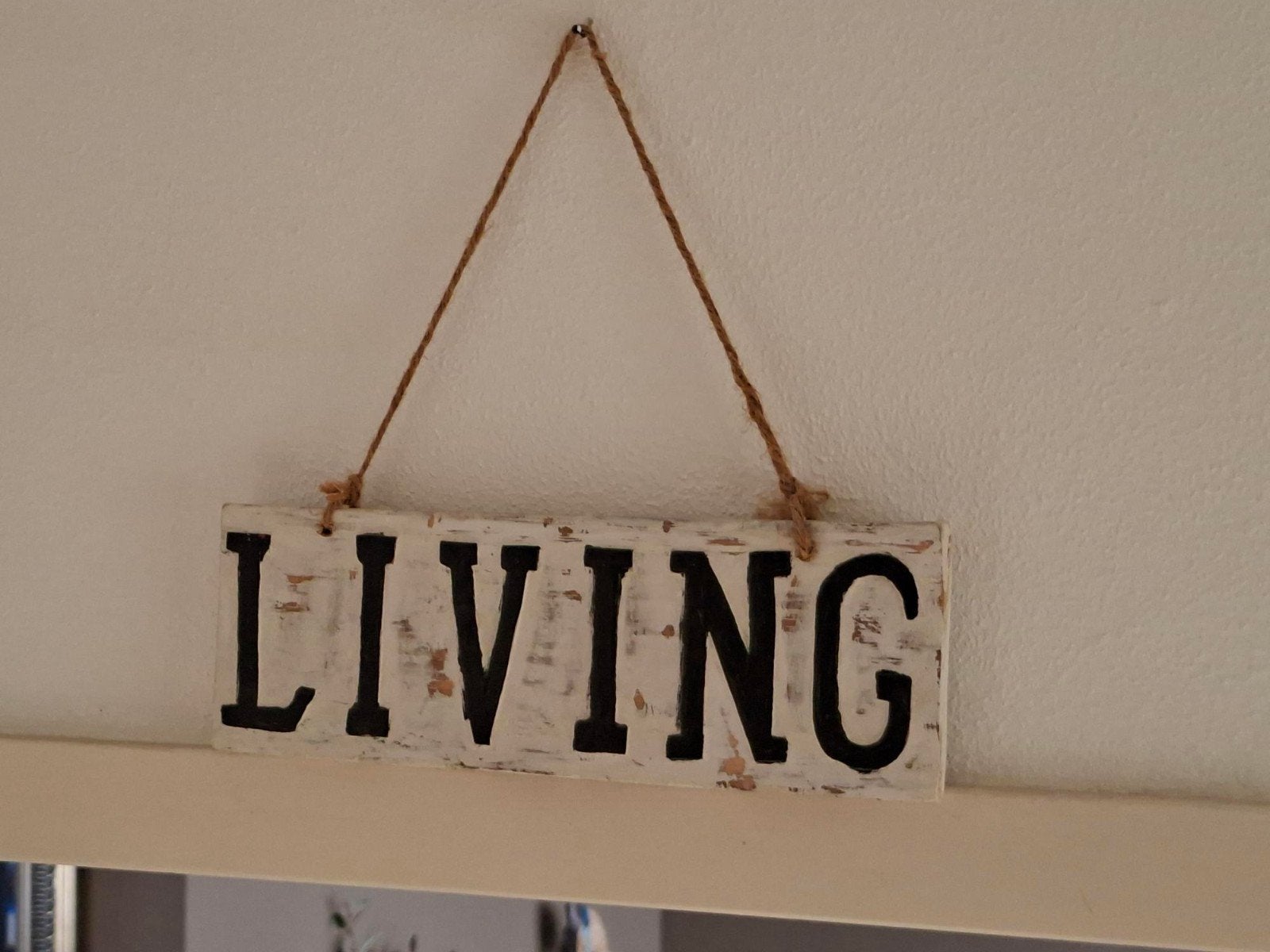 Leuk brocant bordje living, Ophalen of Verzenden, Gebruikt, Hout