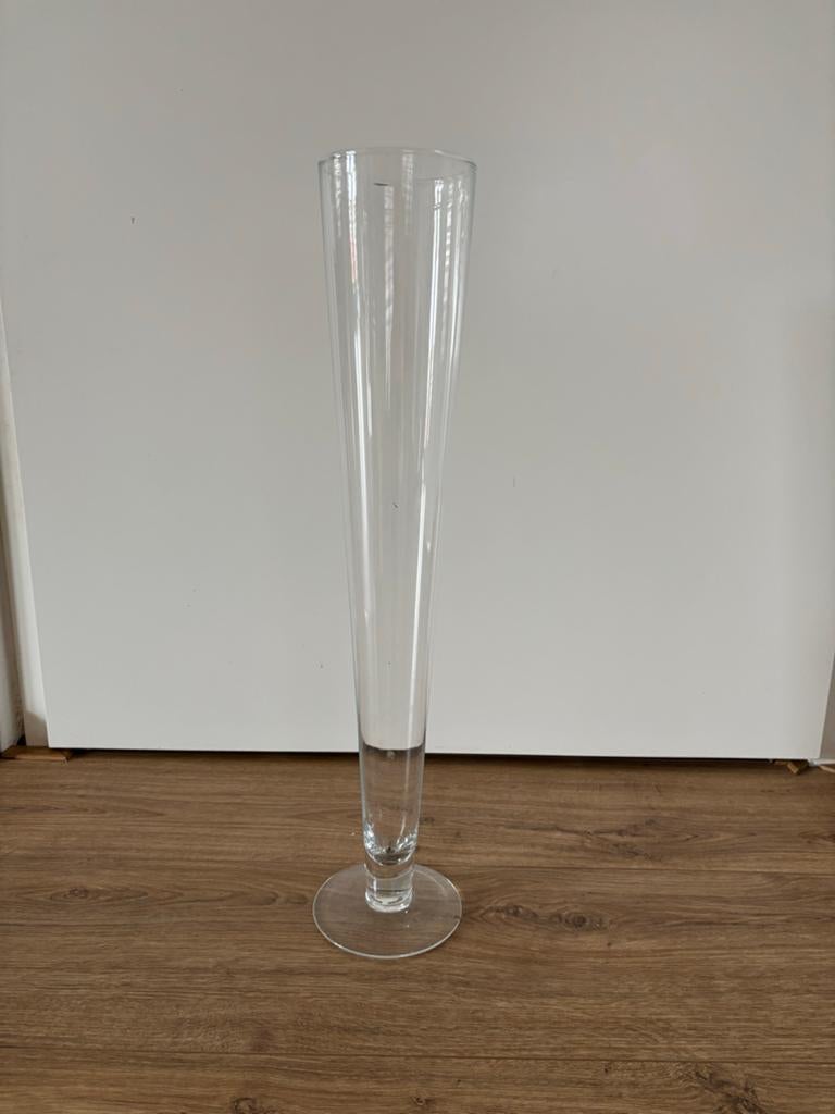 Glazen hoge vaas voor bloemen of bloemstukjes, Huis en Inrichting, Woonaccessoires | Vazen, Ophalen, Gebruikt, Overige kleuren