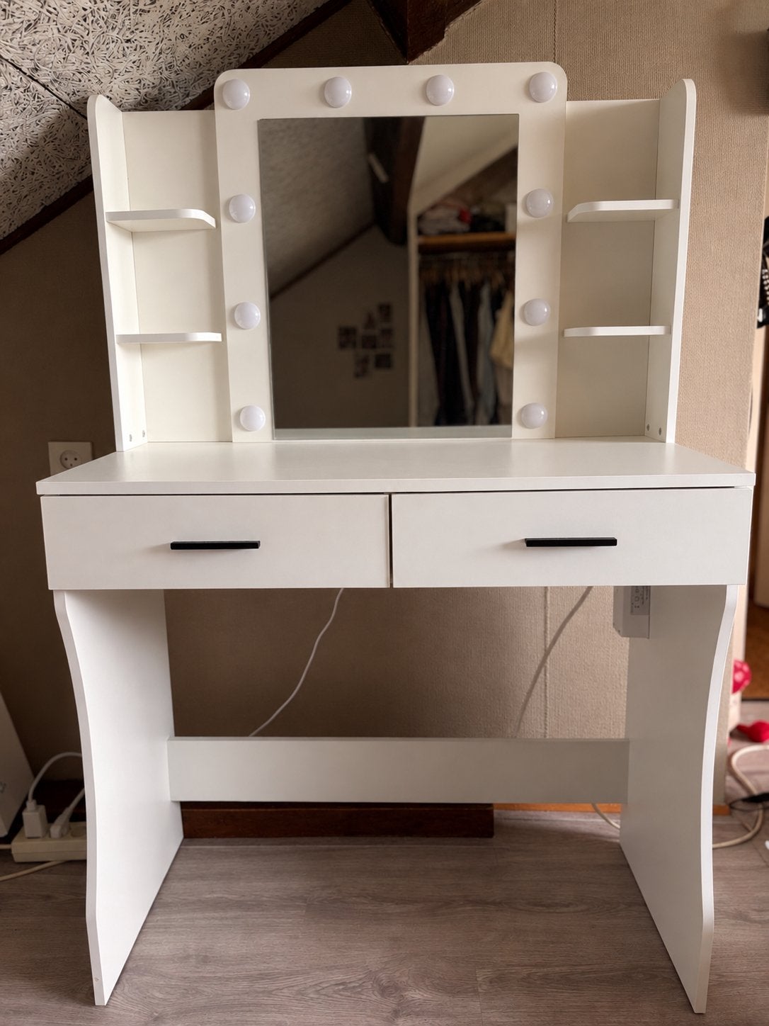 Kaptafel/Bureau met spiegel, dimbare LED-verlichting en stop, Ophalen, Zo goed als nieuw, Minder dan 50 cm, 100 tot 150 cm