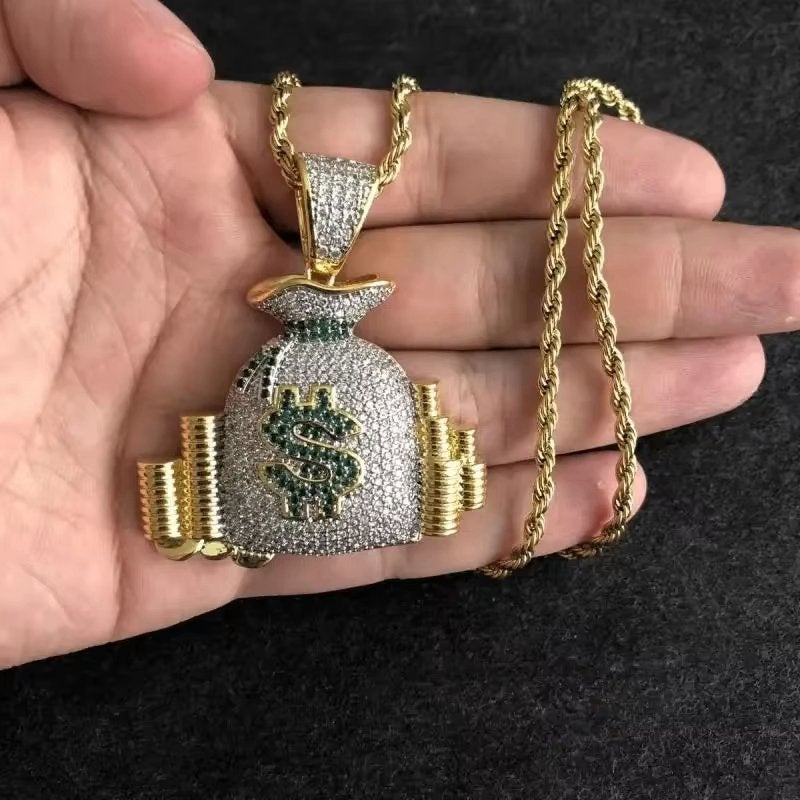Dollar Bag Hiphop Heren Ketting, Verzenden, Nieuw, Goud, Overige materialen