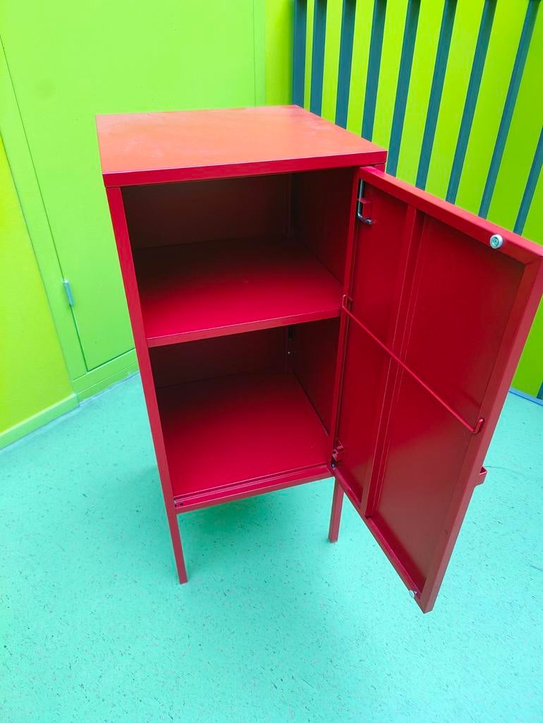 Rood metalen kastje met 2 planken, Huis en Inrichting, Ophalen, Gebruikt