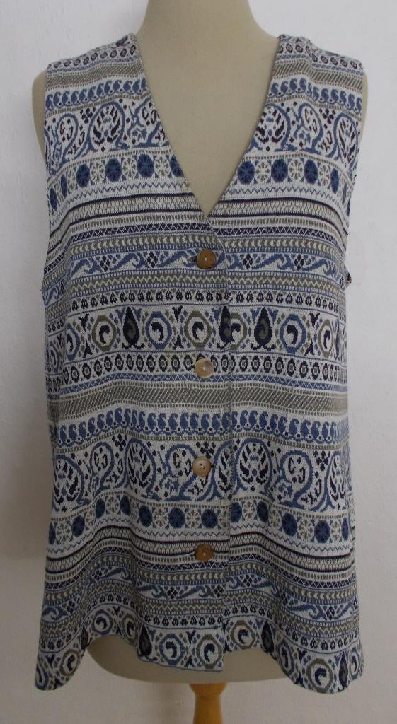 Folklore/Noors look gilet/top van Person's knitwear! L, Blauw, Maat 42/44 (L), Ophalen of Verzenden, Zo goed als nieuw