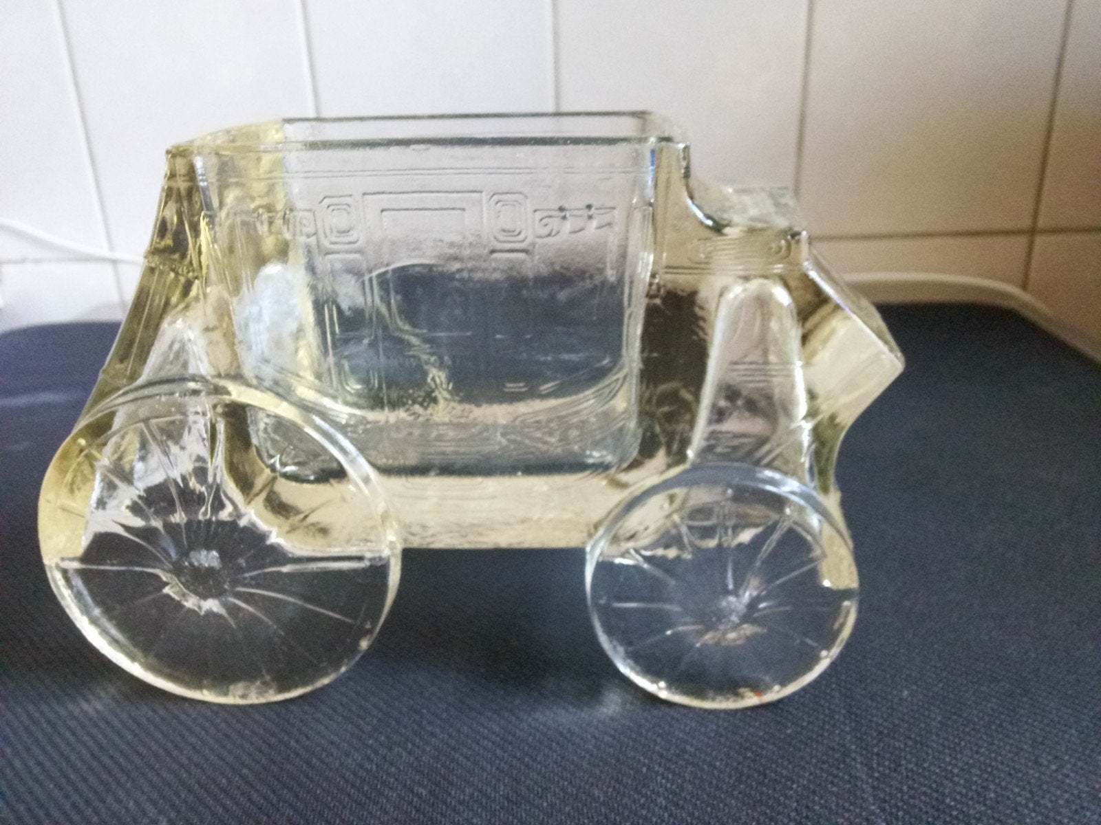 Vintage glazen koets / wagen - decoratief object, Ophalen of Verzenden
