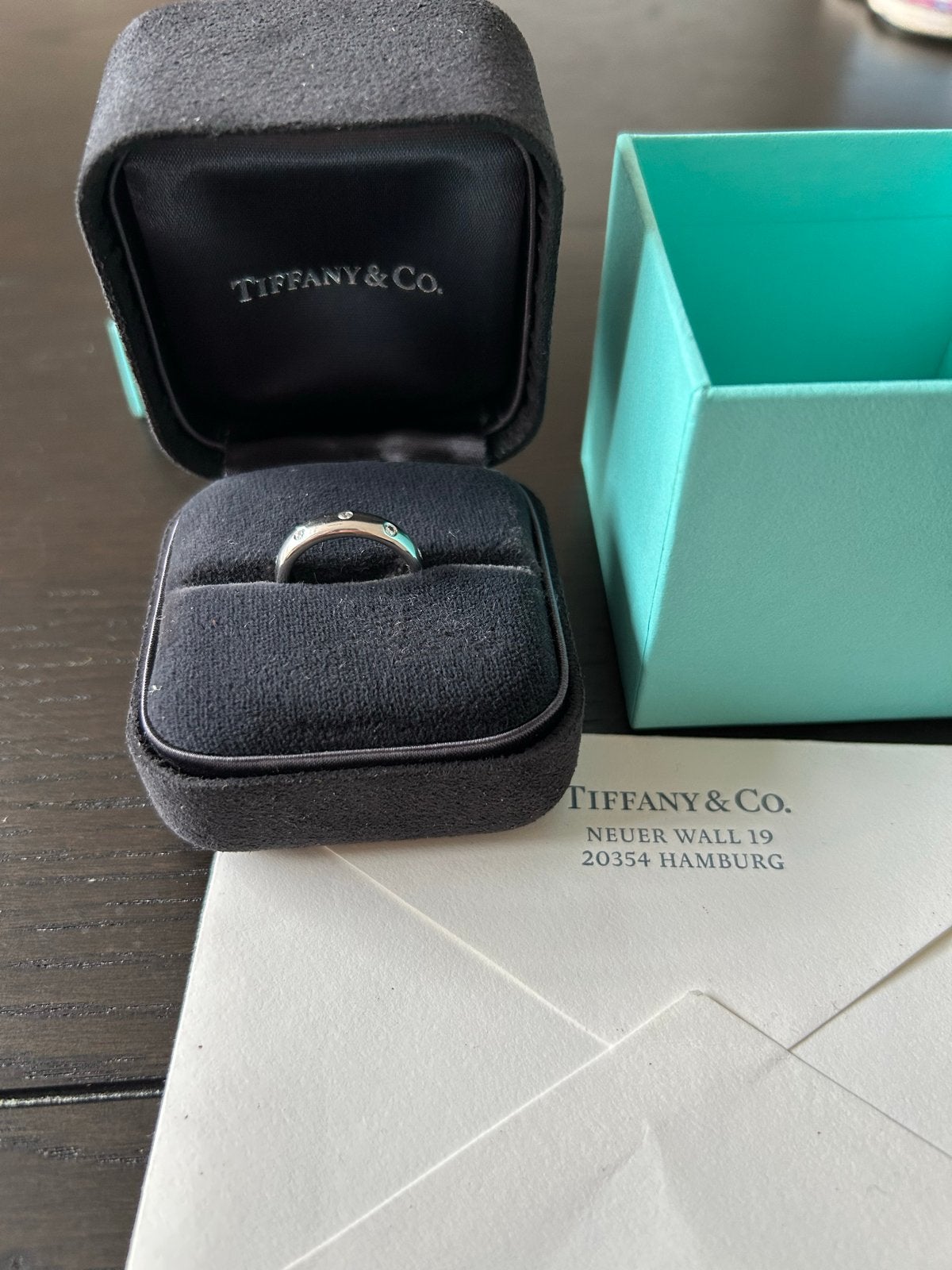 Tiffany&Co Etoile PT950 platina Diamanten Ring, Ophalen of Verzenden, Zo goed als nieuw, Met edelsteen, Dame