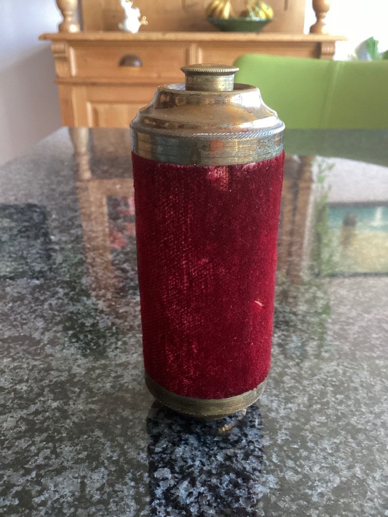 Poederfles, geurwater, drankflesje, messing, koper, antiek, Antiek en Kunst, Ophalen