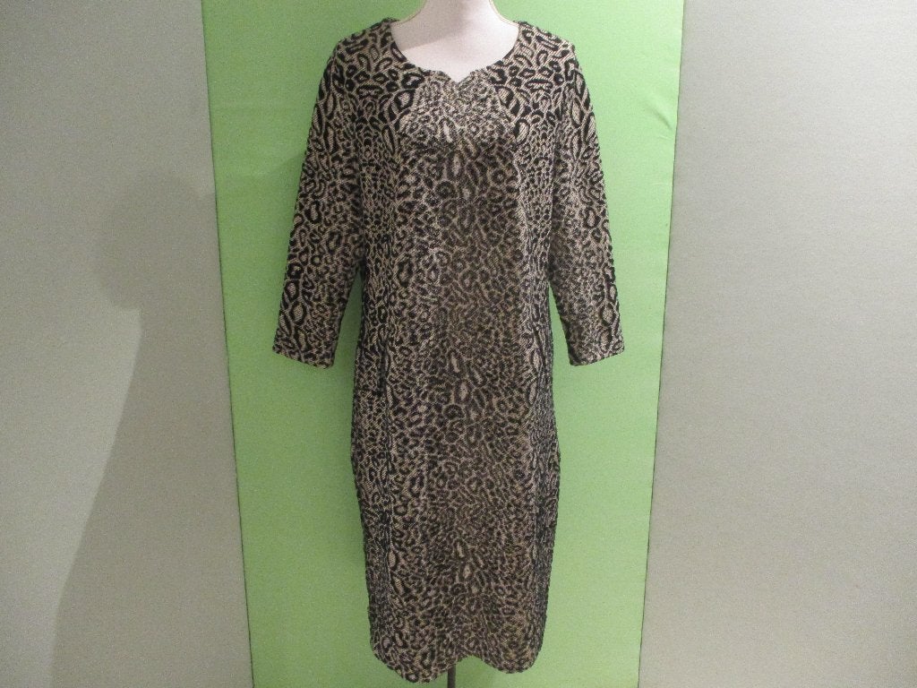 Frank Walder jurk maat 44 (made in Bulgaria)., Verzenden, Beige, Maat 42/44 (L), Zo goed als nieuw