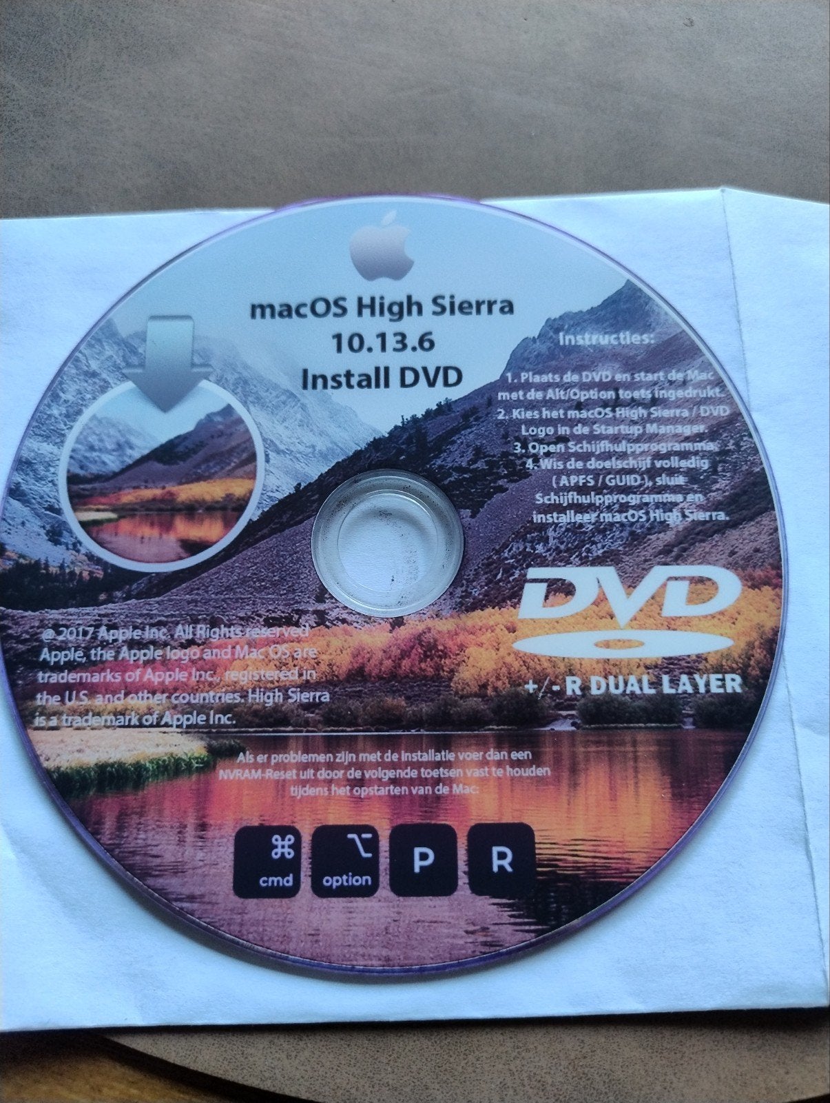 macOS High Sierra 10.13.6 Installatie DVD, Computers en Software, Ophalen of Verzenden, Zo goed als nieuw, MacOS