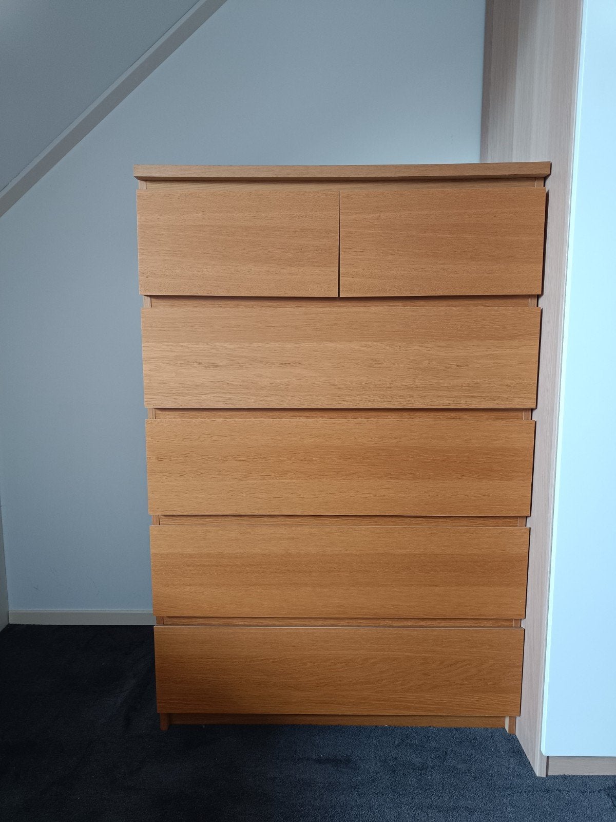 Ikea malm ladekast eiken, Huis en Inrichting, Kasten | Ladekasten, Zo goed als nieuw, 3 of 4 laden, Minder dan 100 cm, 25 tot 50 cm