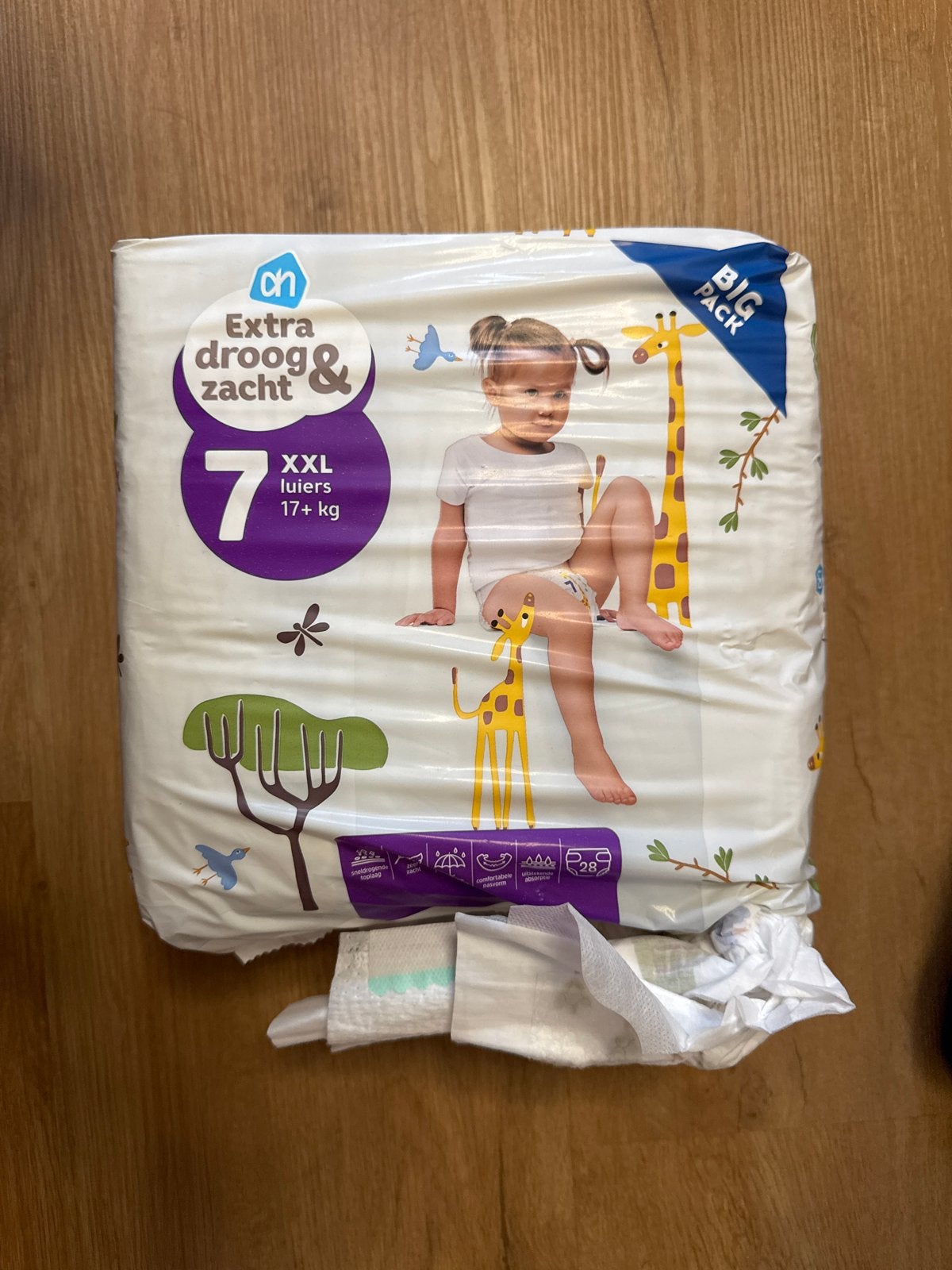 Nieuw AH luiers maat 7 XXL (17+ kg) - 28 stuks, Ophalen, Nieuw