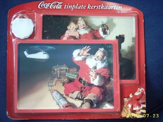 Coca Cola tinplate kerstkaarten, Verzamelen, Merken en Reclamevoorwerpen, Ophalen, Nieuw, Gebruiksvoorwerp