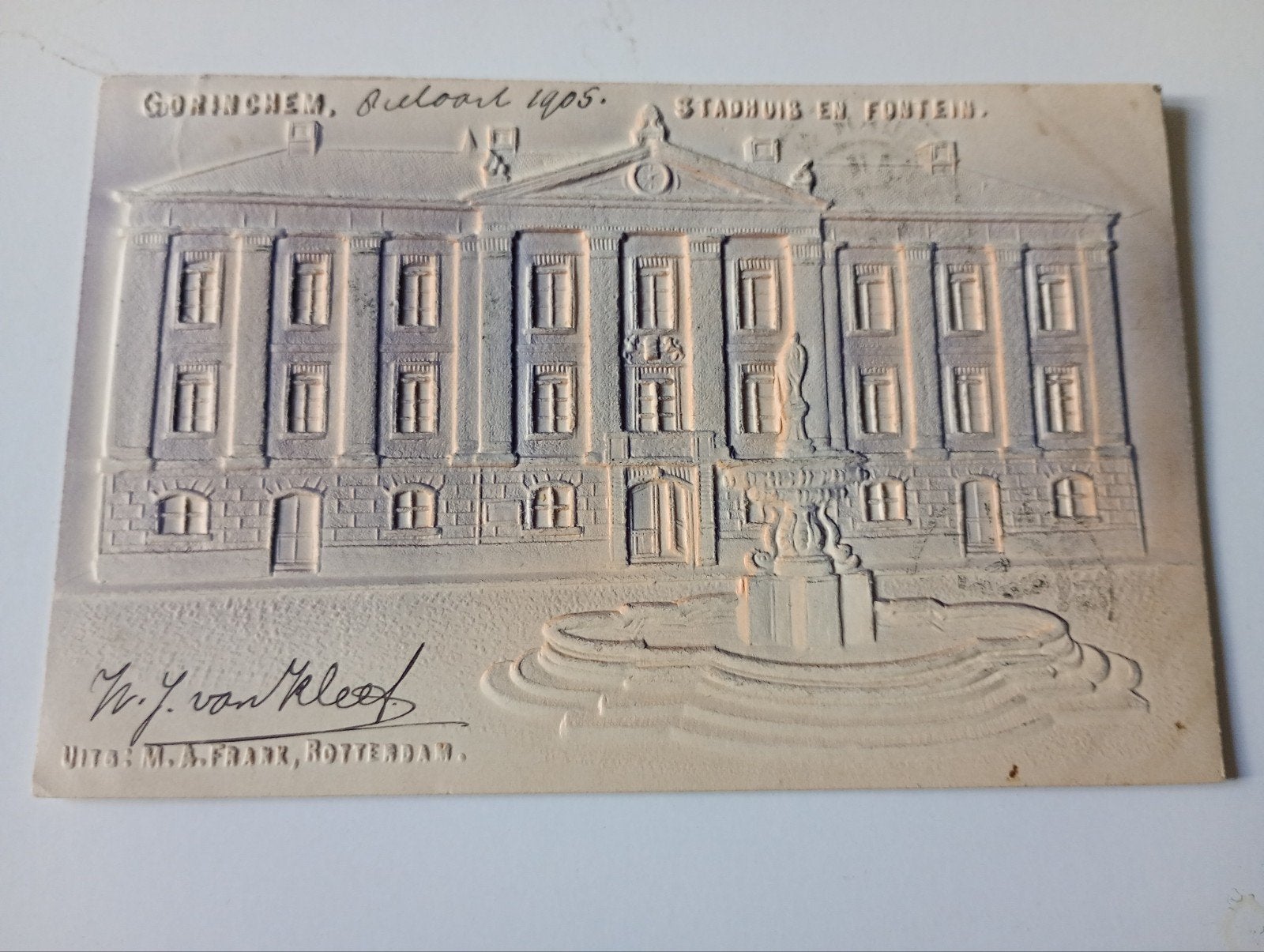 Gorinchem Reliëfkaart 1905, Ophalen of Verzenden, Voor 1920, Gelopen, Zuid-Holland