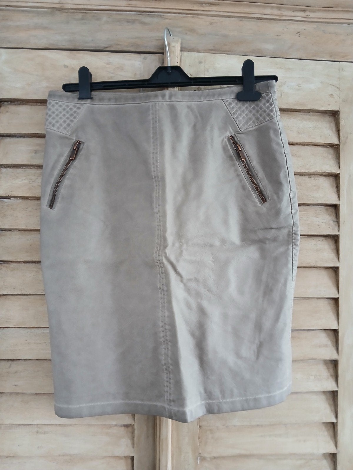 Lederlook rok Sandwich maat M,  NIEUW, Kleding | Dames, Maat 38/40 (M), Beige, Nieuw, Ophalen of Verzenden