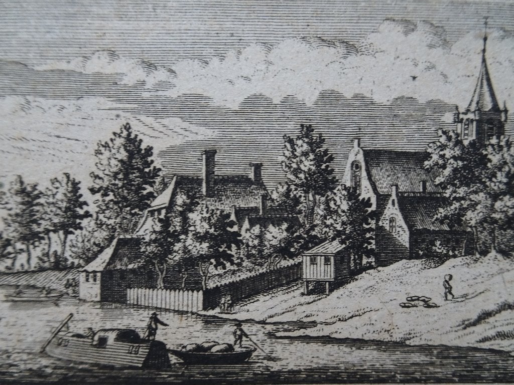gravure zicht op Ouderkerk ad IJssel, Z-Holland A. Rademaker, Ophalen of Verzenden, Gravure, Origineel