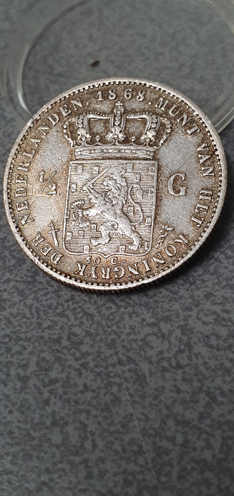 Zilveren ½ Gulden 1868 Koning Willem III, ½ gulden, Koning Willem III, Zilver, Ophalen of Verzenden