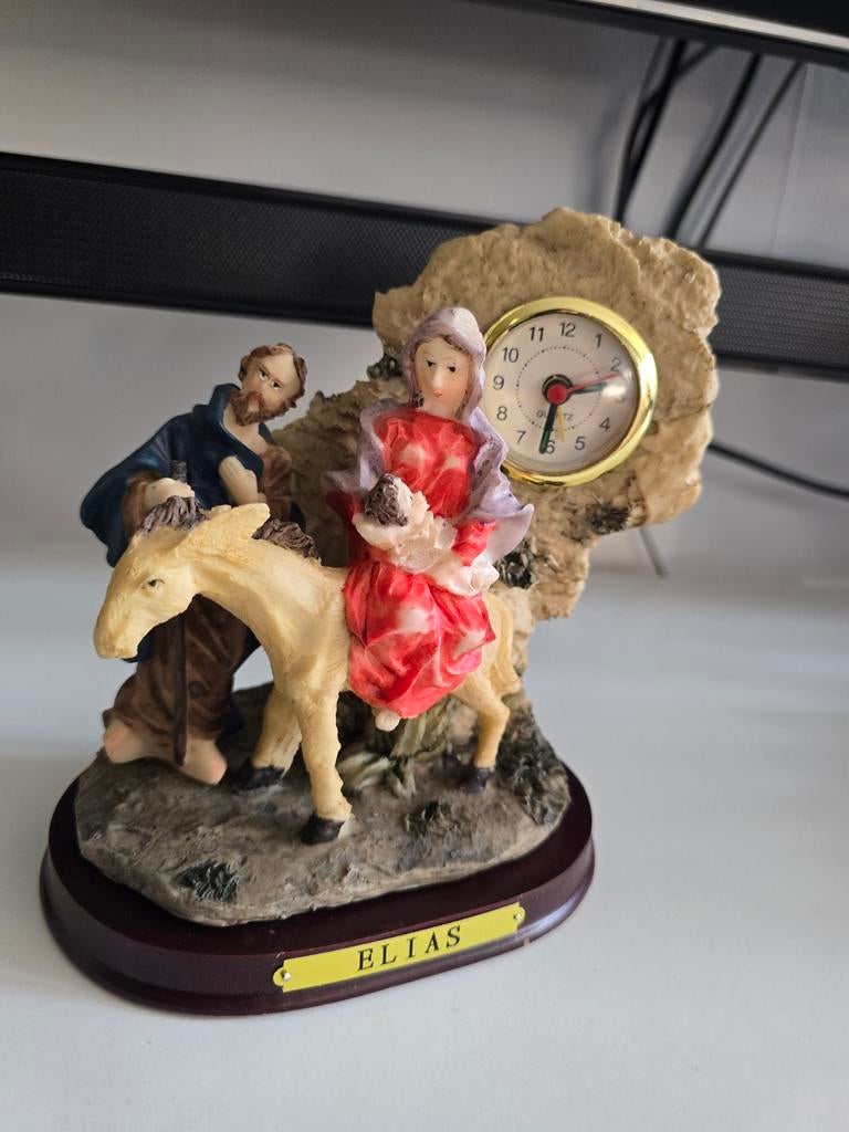 Beeldje Heilige Familie met klokje - Elias, Antiek en Kunst, Antiek | Religie, Ophalen of Verzenden