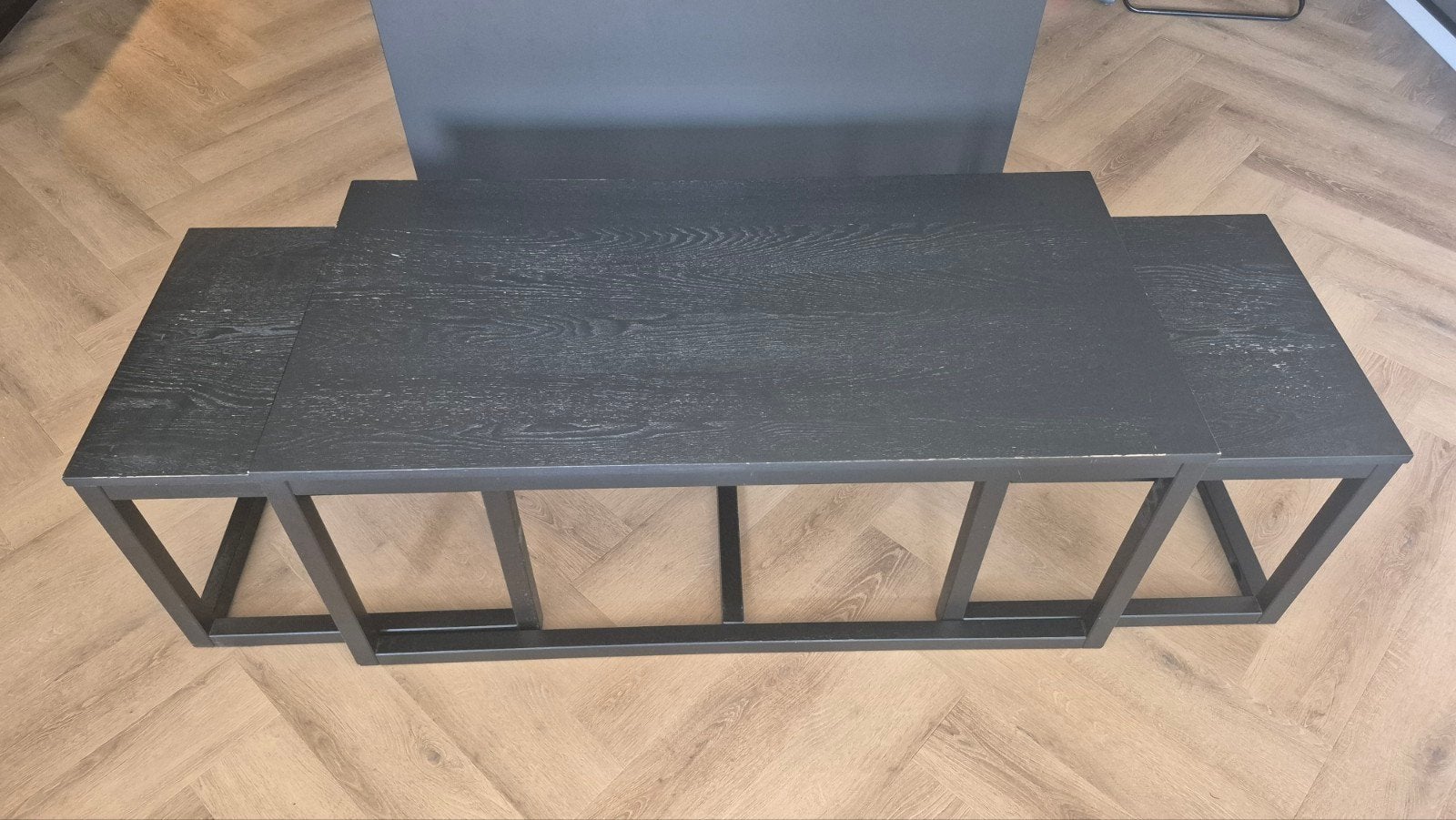Zwarte Salontafel Set - 3-delig, Gebruikt, 100 tot 150 cm, 50 tot 100 cm, Modern