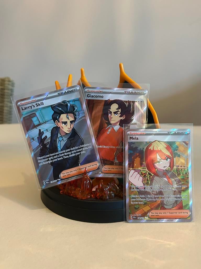 Pokémon TCG Supporter Kaarten: Larry's Skill, Giacomo, Mela, Ophalen of Verzenden, Zo goed als nieuw, Meerdere kaarten, Foil