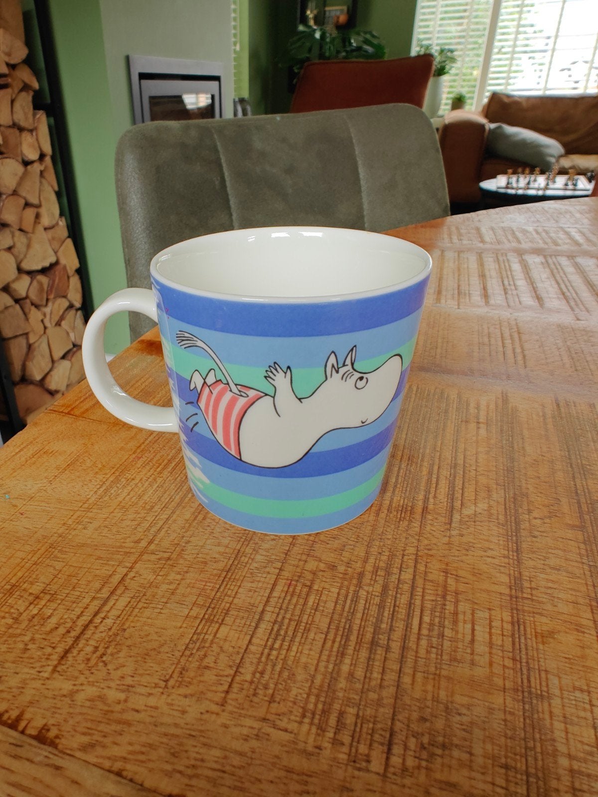 Moomin mok met strepen - Zo goed als nieuw, Overige typen, Ophalen of Verzenden, Zo goed als nieuw, Steen/keramiek