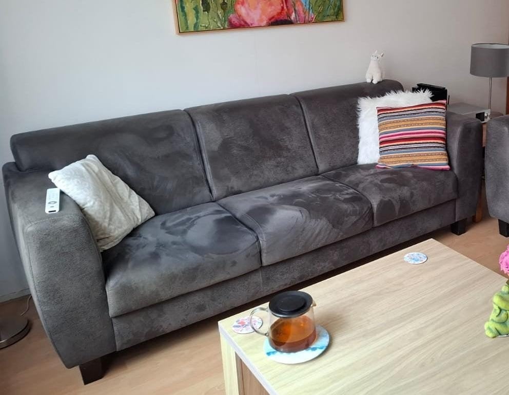 mooie grijze 3-zitsbank, Ophalen, Driepersoons, 75 tot 100 cm, Zo goed als nieuw