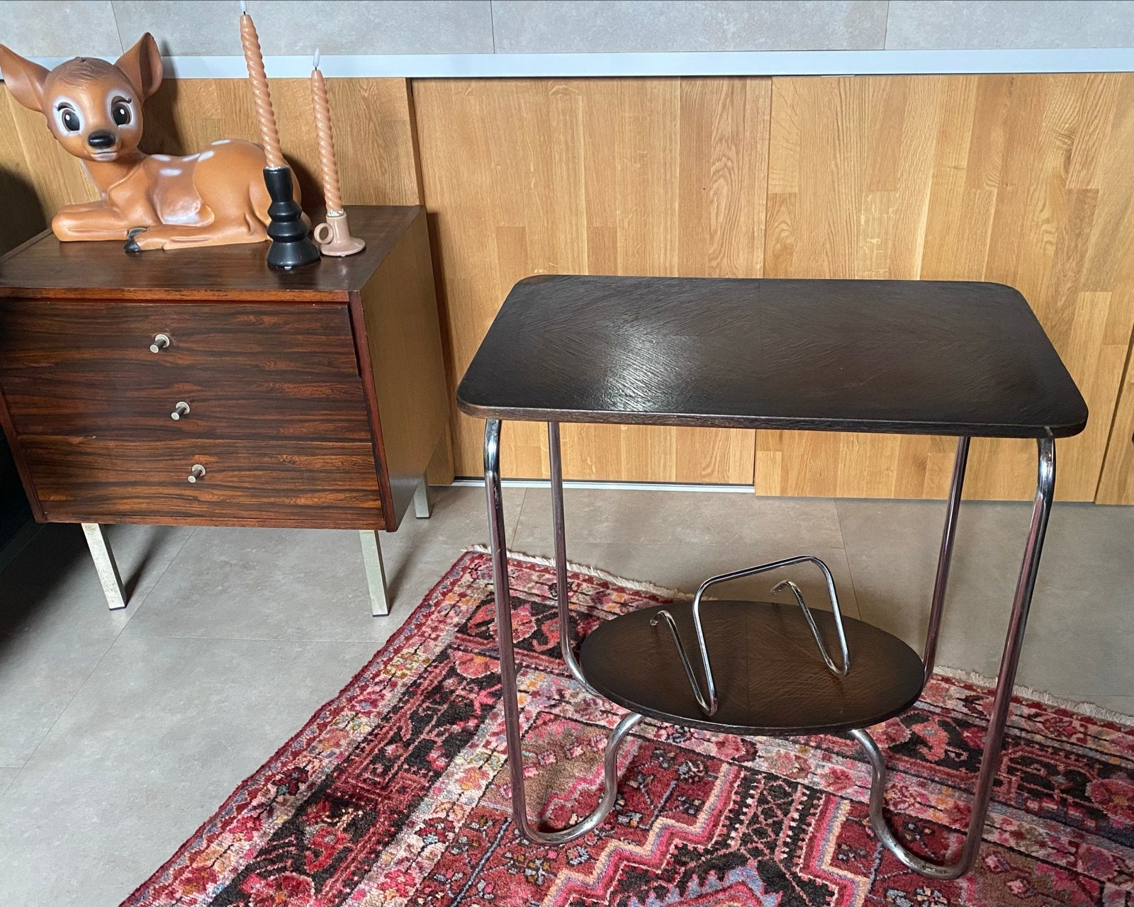 Vintage bijzettafel Bauhaus stijl, Ophalen, Gebruikt, 55 tot 75 cm, 60 cm of meer