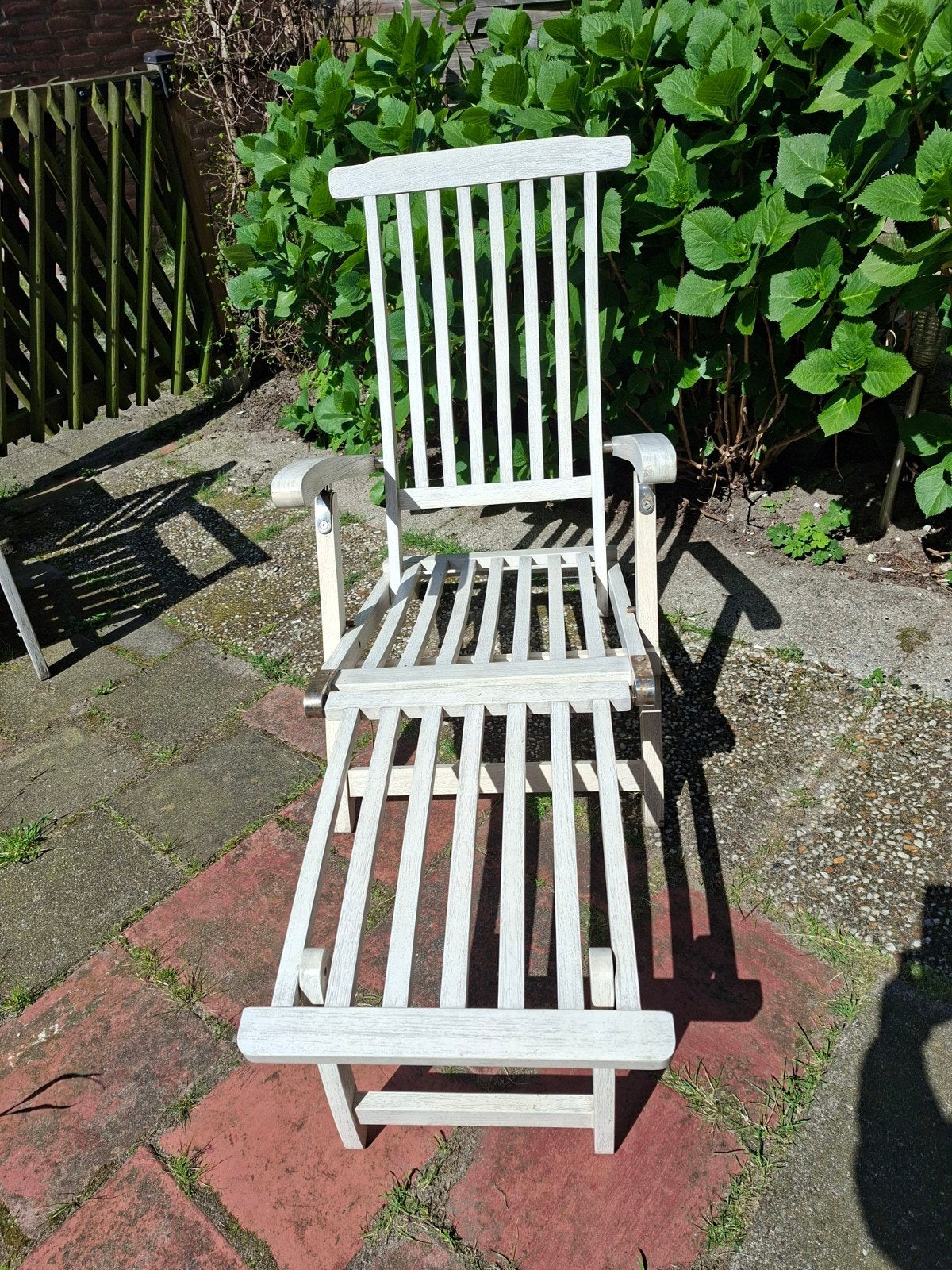 Verstelbare withouten deckchair met voetenbank, Ophalen, Gebruikt, Hout, Verstelbaar