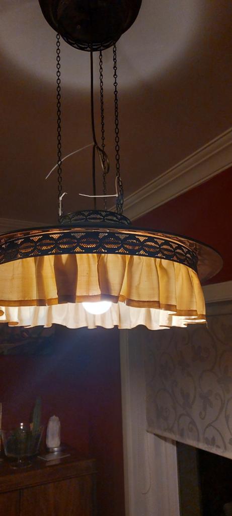Antieke  hanglamp jaren 30/koperen lamp, Ophalen