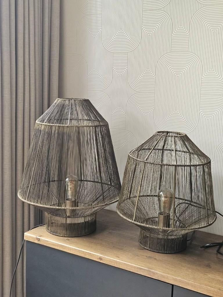 Decoratieve lampen van metaal (bronskleurig), Ophalen of Verzenden, Zo goed als nieuw, E27 (groot)