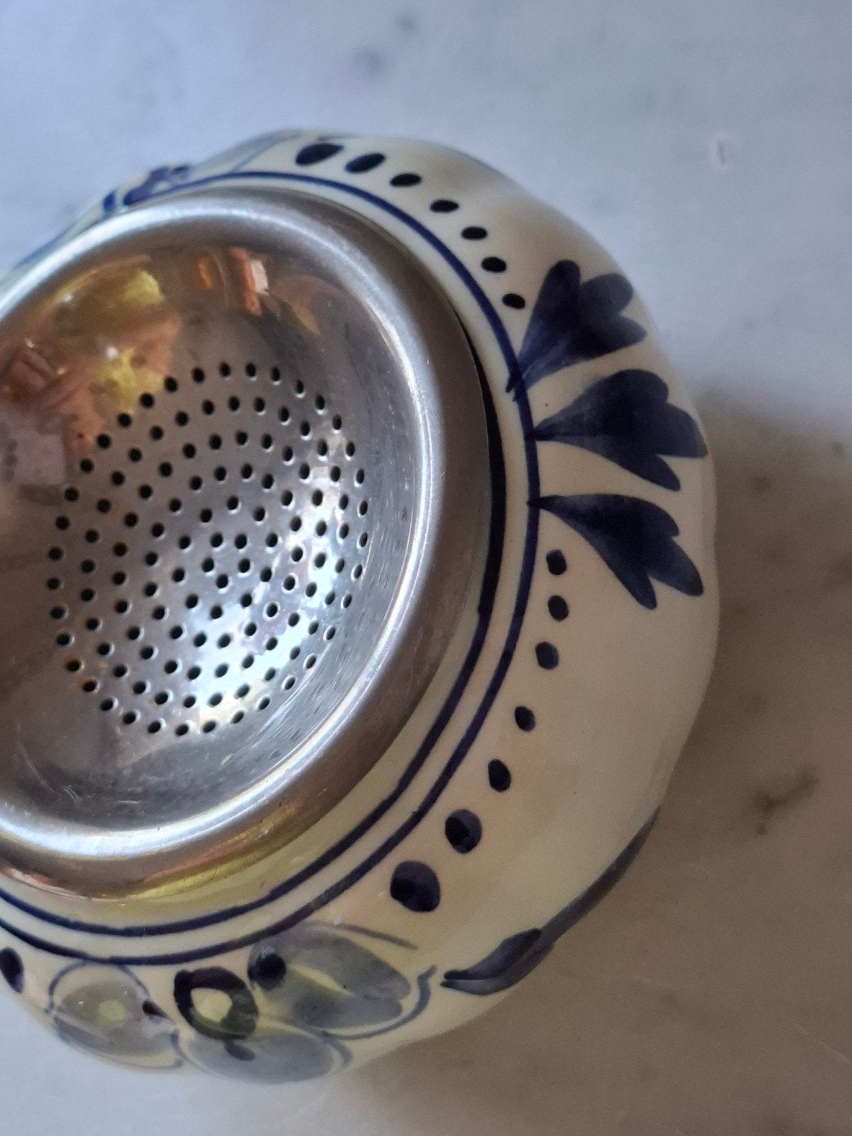 Delfts Blauw potje met zeefje, Ophalen of Verzenden