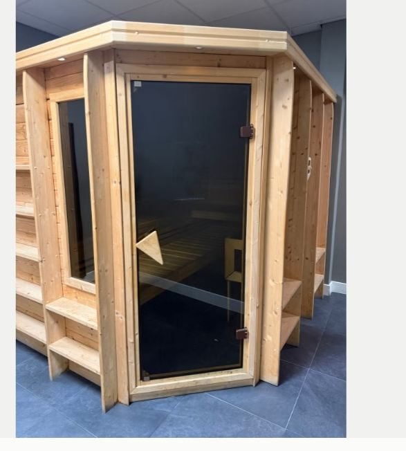 mooie familie sauna 4 banken extra ruim, Ophalen, Gebruikt, Fins of Traditioneel, Complete sauna