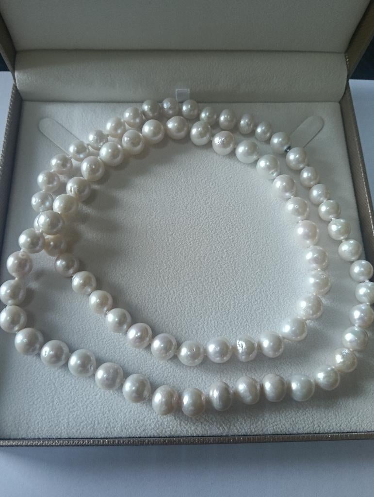 Parelketting met witgoud, Ophalen of Verzenden, Nieuw, Wit, Overige materialen