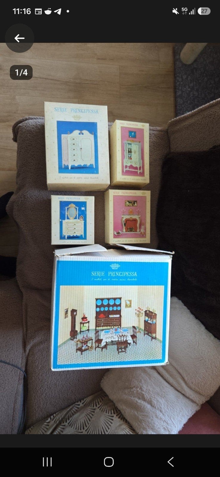Vintage Poppenhuis Meubels Serie Principessa, Antiek en Kunst, Ophalen of Verzenden