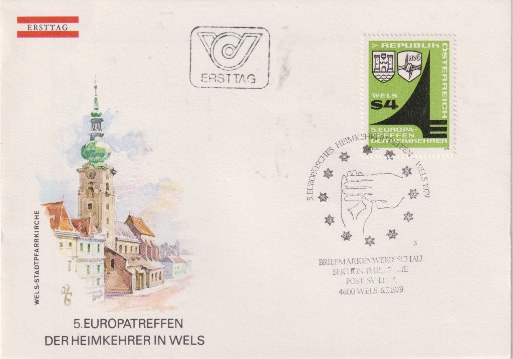 Oostenrijk 1979 EUROPA Bijeenkomst Wels kerk S202, Postzegels en Munten, Postzegels | Eerstedagenveloppen, Verzenden, Onbeschreven