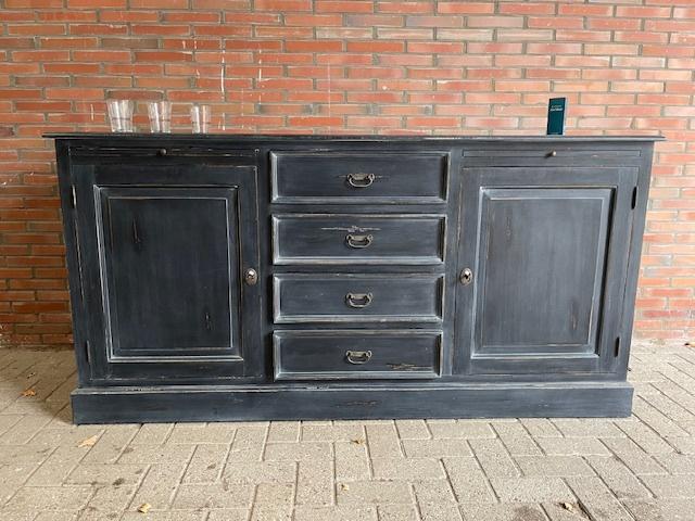 Dressoir 195 CM kleur Oud zwart geschilderd nu extra actie