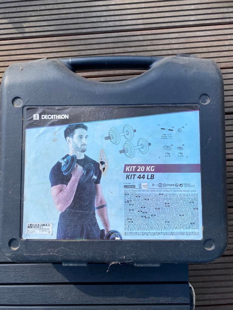 dumbbellset 20 kg Decathlon zgan, Ophalen of Verzenden, Zo goed als nieuw