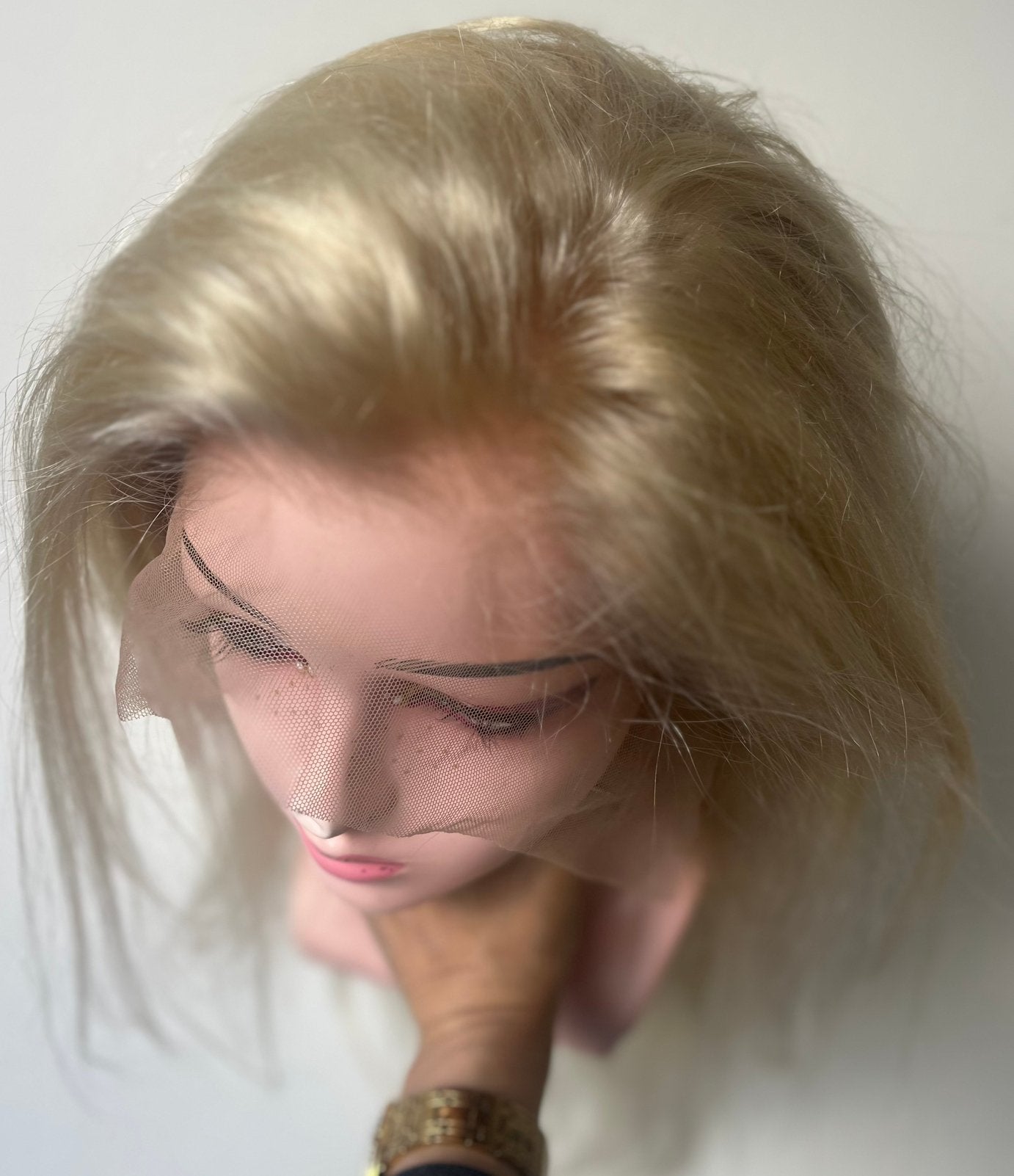 Platinum blond 75 cm human hair lace front wig, Sieraden, Tassen en Uiterlijk, Uiterlijk | Haarverzorging, Ophalen of Verzenden