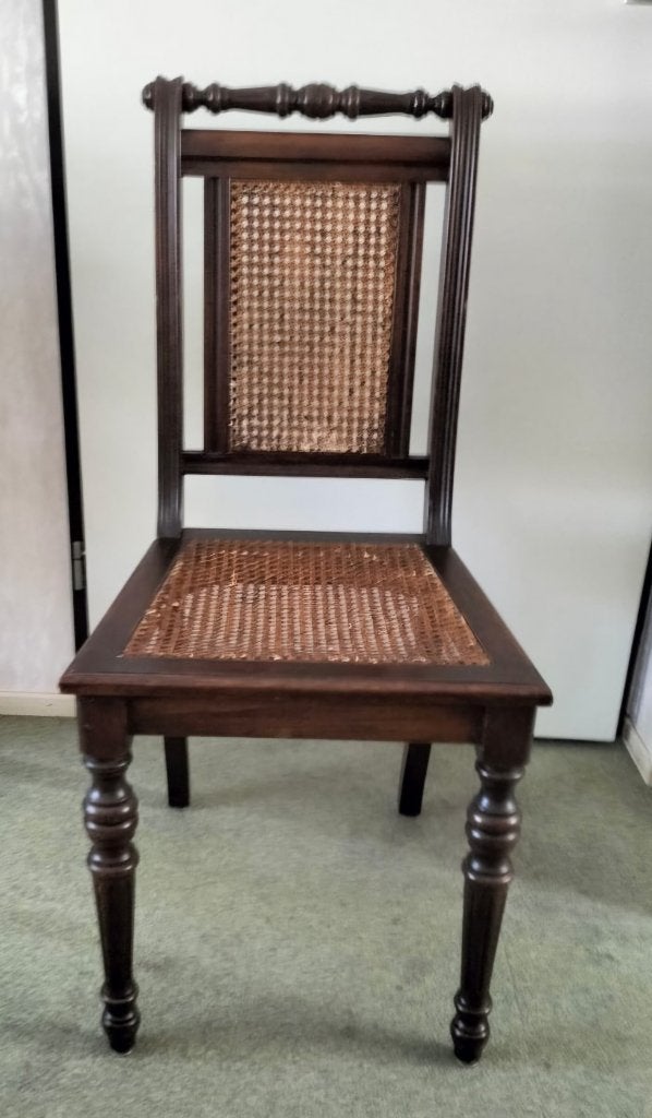 eetkamerstoelen (hout met pitriet), Huis en Inrichting, Stoelen, Ophalen, Klassiek, antiek, Gebruikt, Bruin