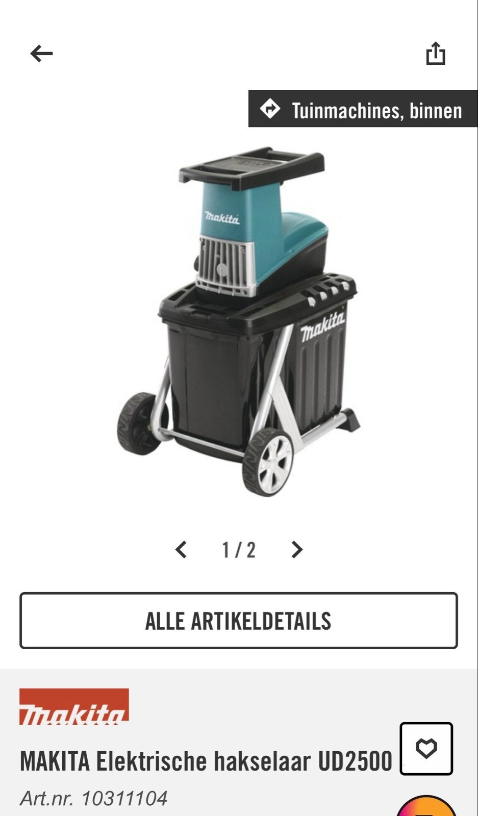 Makita Elektrische Hakselaar UD2500 - Krachtig en Efficiënt, Ophalen of Verzenden, Gebruikt, Elektrisch, Met opvangbak