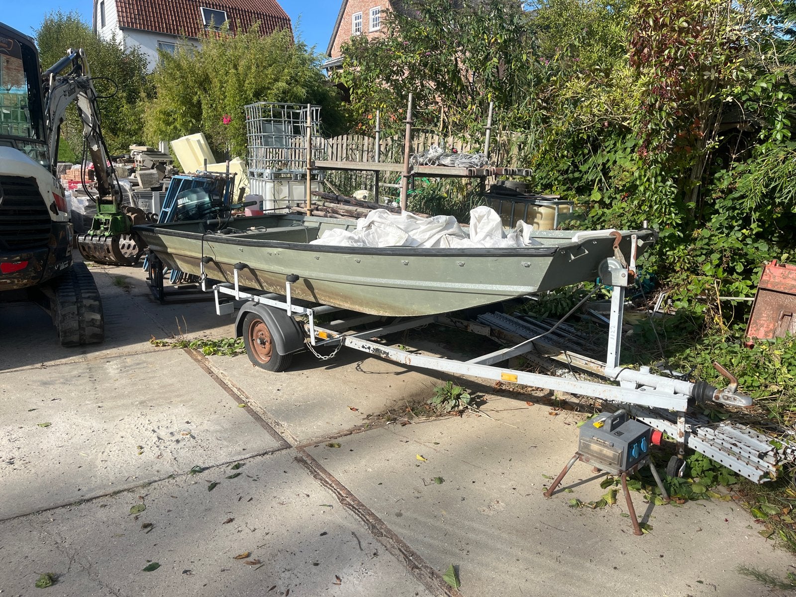 Aluminium platbodem met 15 pk Yamaha 2takt buitenboordmotor, Ophalen, Gebruikt, Aluminium, Buitenboordmotor