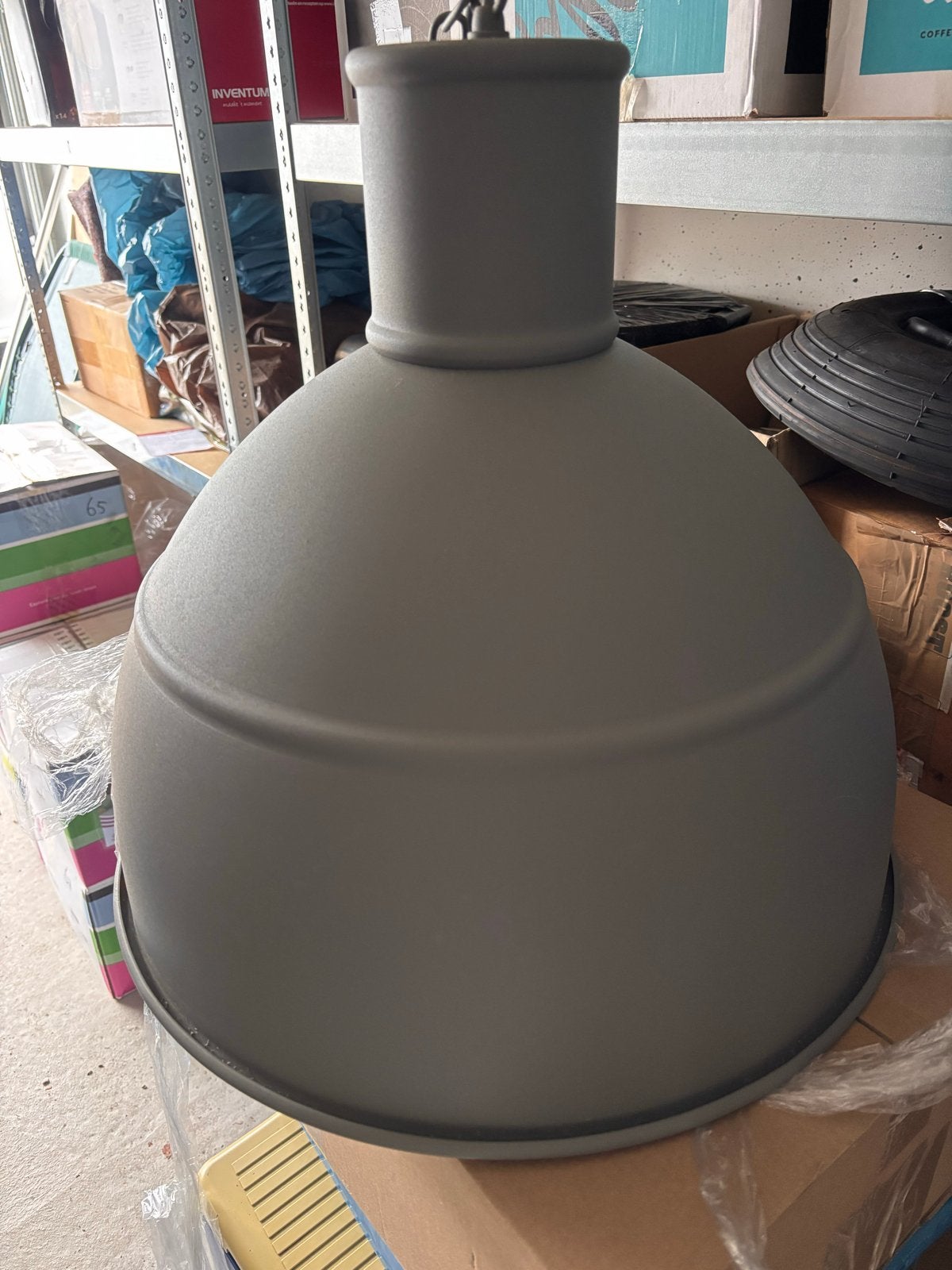 Grote grijze industriële hanglamp, Huis en Inrichting, Ophalen, Zo goed als nieuw, Metaal, E27 (groot)