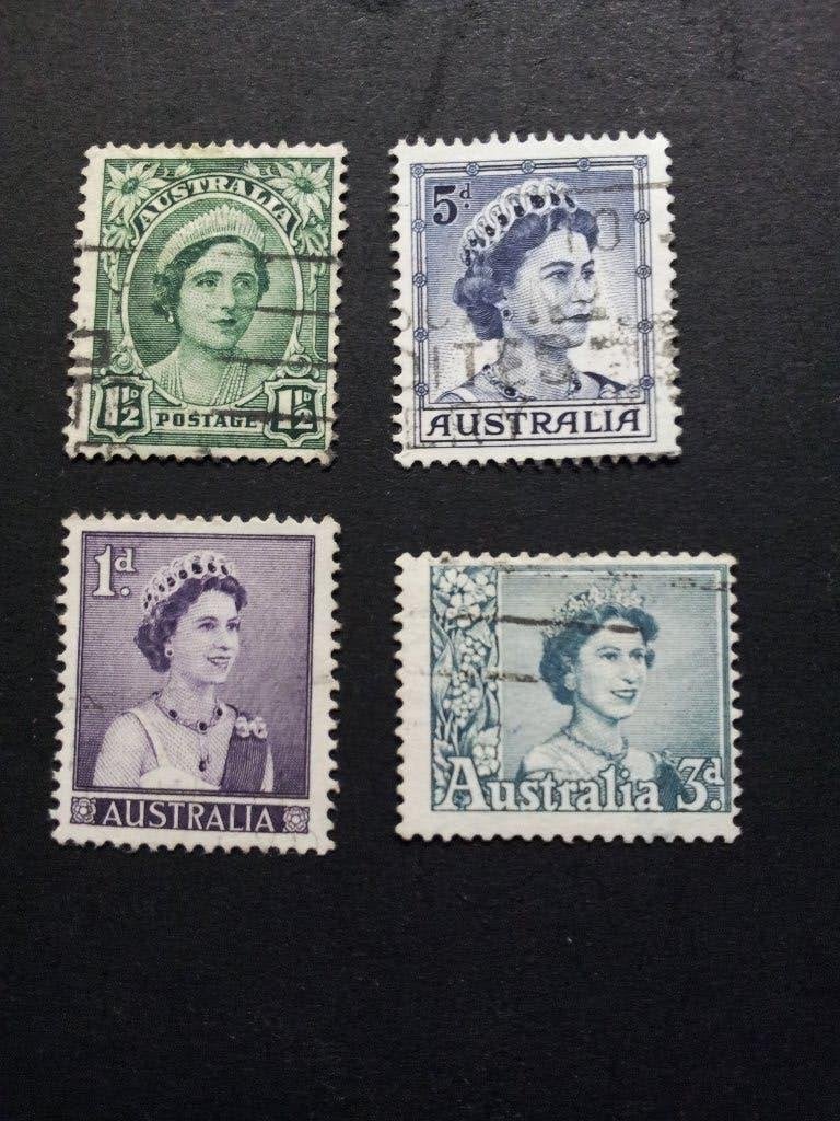Australië kopjes J Koningin Elizabeth gestempeld, Postzegels en Munten, Ophalen of Verzenden, Gestempeld